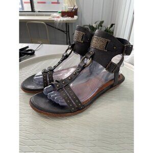 Ariat Womens Black Leather Sandals With Studded Straps & Adjustable Buckles US 7